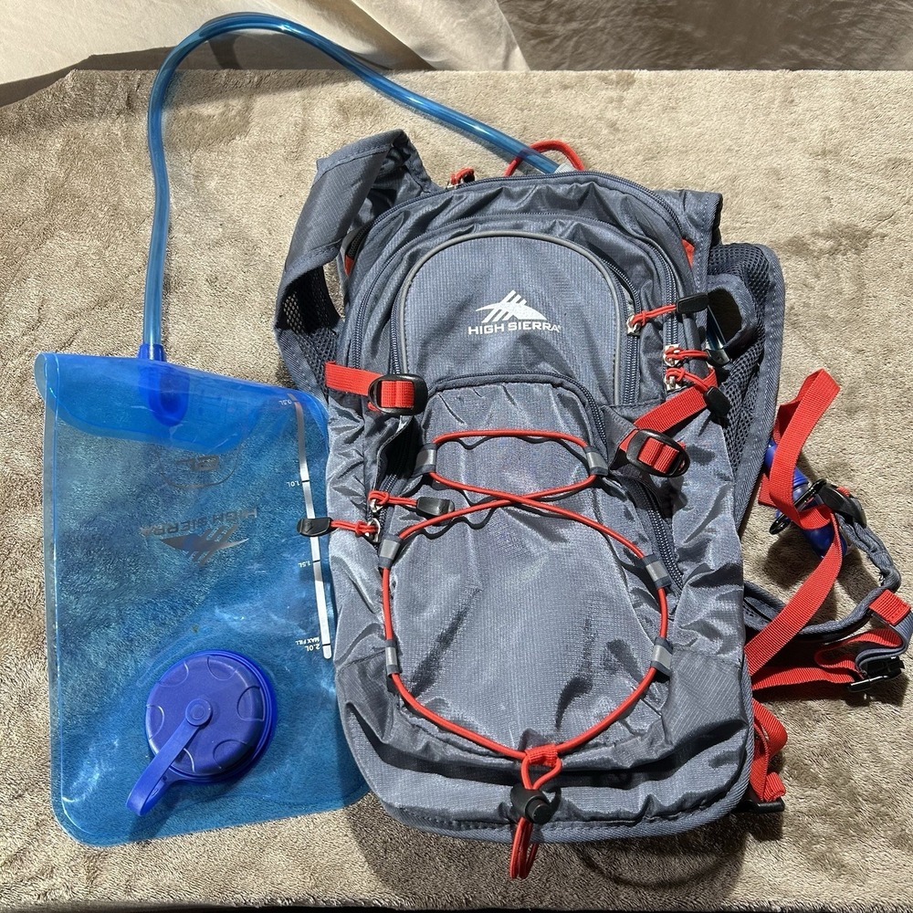 High Sierra HydraHike 8L Hydration Backpack 2L Reservoir Gray Red Hiking Cycling